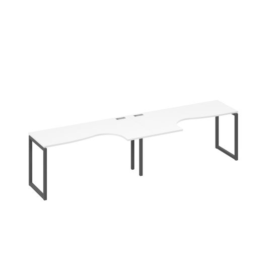 Рабочая станция металлокаркас QUATTRO (2х160) столы Классика белый премиум / металлокаркас антрацит