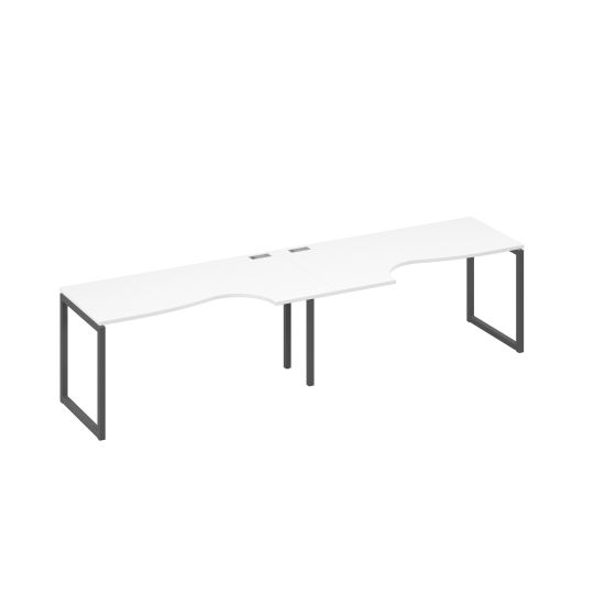 Рабочая станция (2х160) опоры QUATTRO столы Классика белый премиум / металлокаркас антрацит