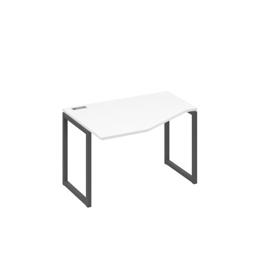 Стол Техно на металлокаркасе QUATTRO эргономичный левый белый премиум / металлокаркас антрацит