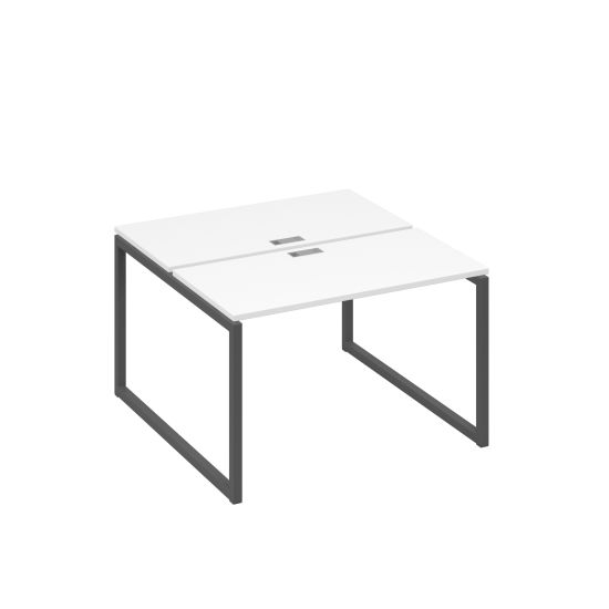Рабочая станция с опорами QUATTRO (2х120) белый премиум / металлокаркас антрацит