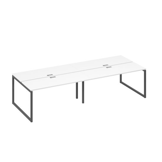 Рабочая станция на металлокаркасе QUATTRO (4х160) белый премиум / металлокаркас антрацит