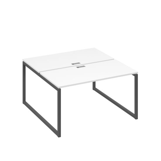 Рабочая станция 2х140 на опорах QUATTRO белый премиум / металлокаркас антрацит