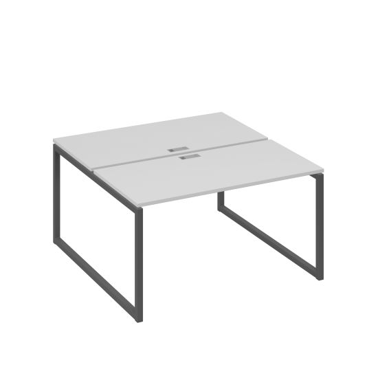 Рабочая станция 2х140 на опорах QUATTRO серый / металлокаркас антрацит