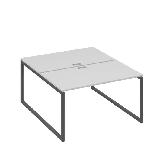 Рабочая станция QUATTRO (2х140) опоры металлокаркас серый / металлокаркас антрацит