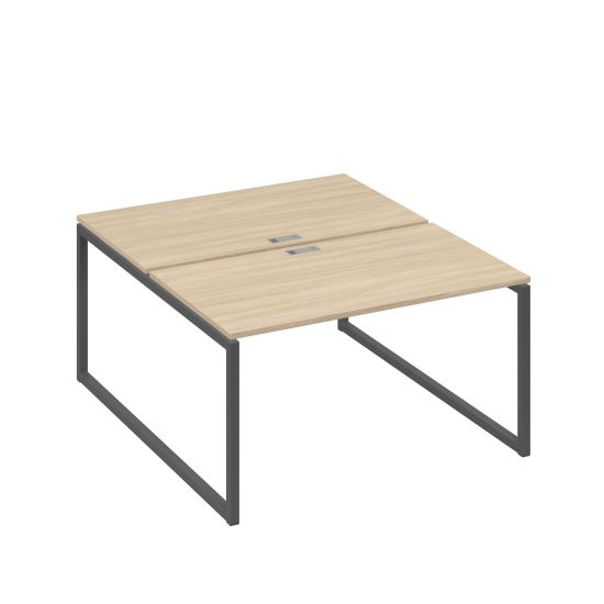 Рабочая станция QUATTRO (2х140) опоры металлокаркас дуб скандинавский / металлокаркас антрацит