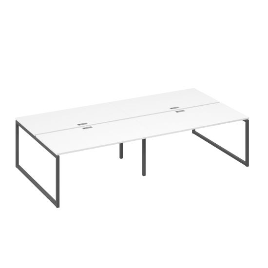 Станция со столами 4х160 на каркасе QUATTRO белый премиум / металлокаркас антрацит