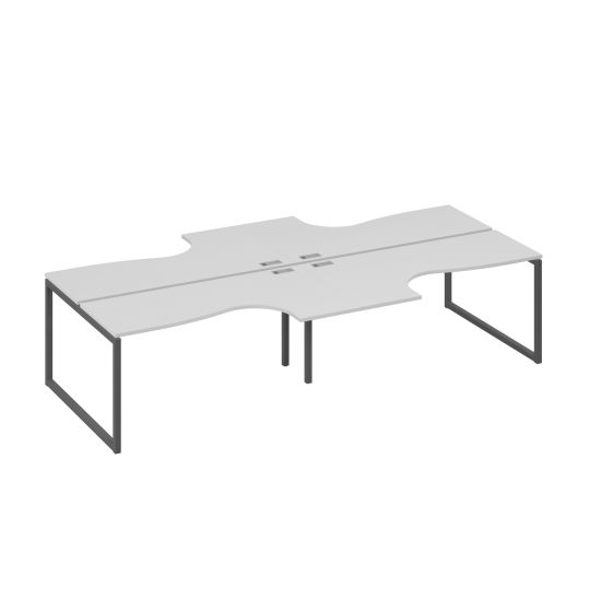 Рабочая станция столы (4х160) Классика каркас QUATTRO серый / металлокаркас антрацит