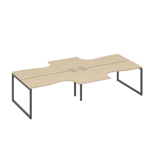 Рабочая станция столы (4х160) Классика каркас QUATTRO дуб скандинавский / металлокаркас антрацит