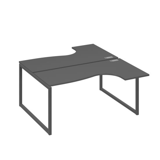 Рабочая станция QUATTRO (2х160) столы Классика эргономичные антрацит премиум / металлокаркас антрацит