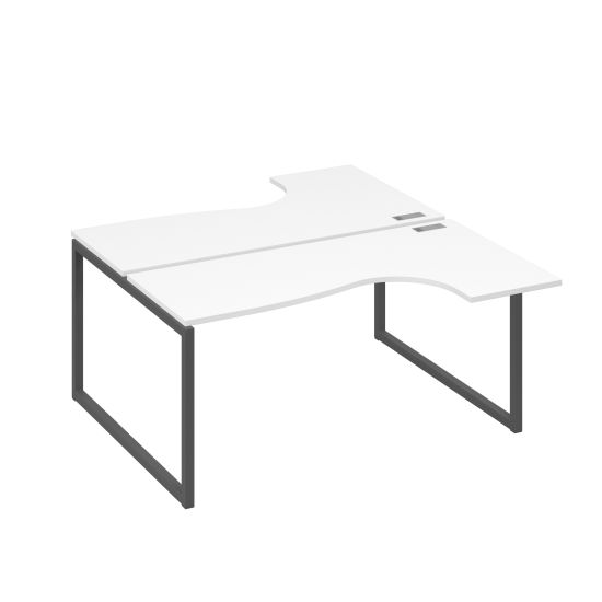 Рабочая станция QUATTRO (2х160) столы Классика эргономичные белый премиум / металлокаркас антрацит