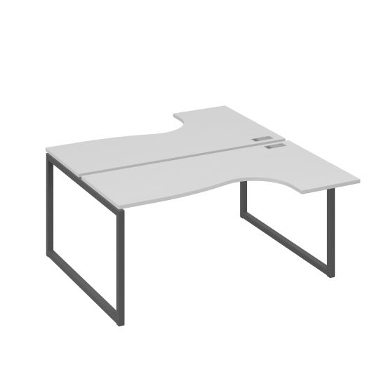 Рабочая станция QUATTRO (2х160) столы Классика эргономичные серый / металлокаркас антрацит