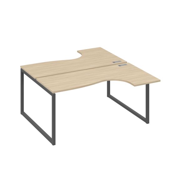 Рабочая станция QUATTRO (2х160) столы Классика эргономичные дуб скандинавский / металлокаркас антрацит