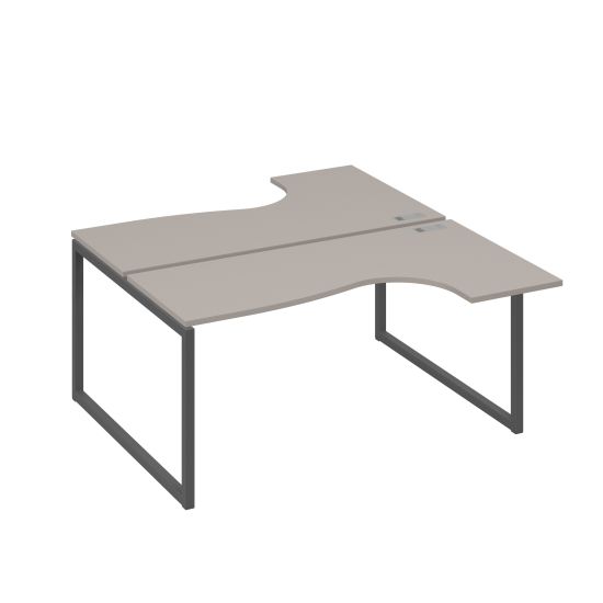 Рабочая станция QUATTRO (2х160) столы Классика эргономичные мокко премиум / металлокаркас антрацит