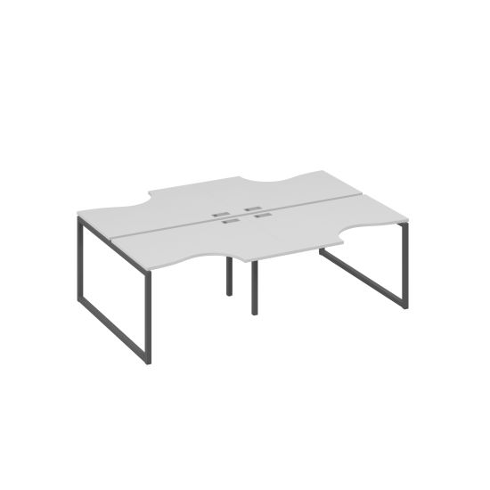 Рабочая станция столы (4х120) Классика опоры QUATTRO серый / металлокаркас антрацит