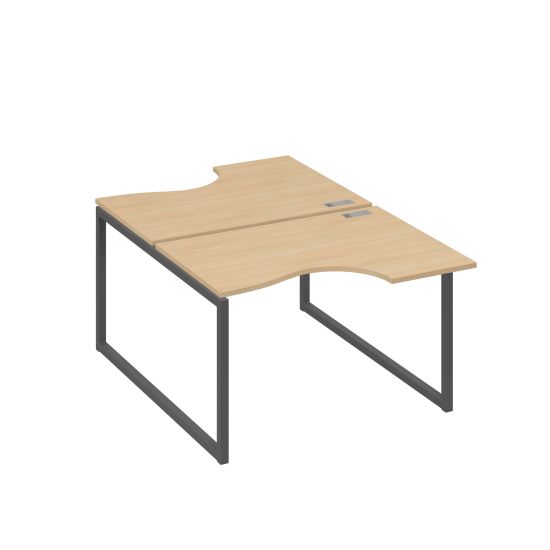 Рабочая станция столы Классика QUATTRO (2х120) натуральный дуб / металлокаркас антрацит