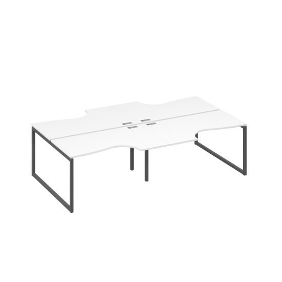 Рабочая станция (4х140) столы Классика каркас QUATTRO белый премиум / металлокаркас антрацит