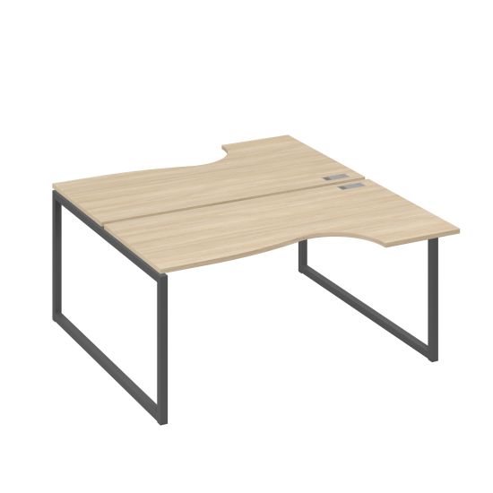 Рабочая станция (2х160) столы Классика опоры QUATTRO дуб скандинавский / металлокаркас антрацит