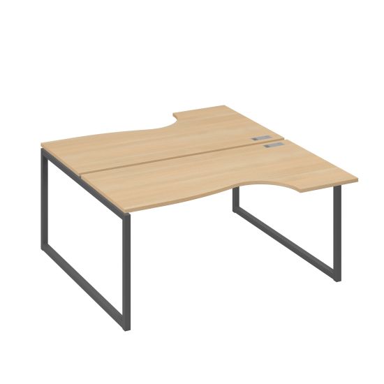 Рабочая станция (2х160) столы Классика опоры QUATTRO натуральный дуб / металлокаркас антрацит
