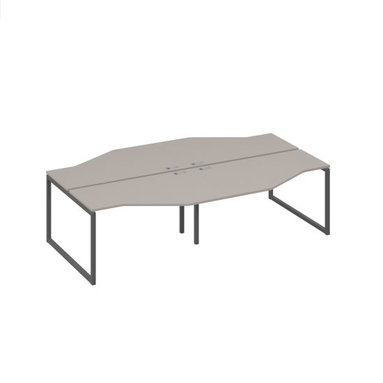 Рабочая станция столы (4х140) Техно каркас QUATTRO мокко премиум / металлокаркас антрацит