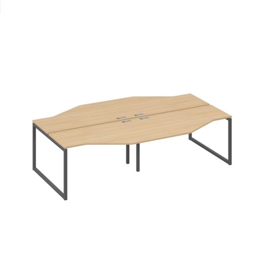 Рабочая станция столы (4х140) Техно каркас QUATTRO натуральный дуб / металлокаркас антрацит