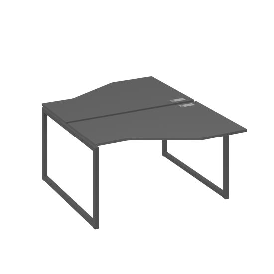 Рабочая станция со столами (2х140) Техно на каркасе QUATTRO антрацит премиум / металлокаркас антрацит