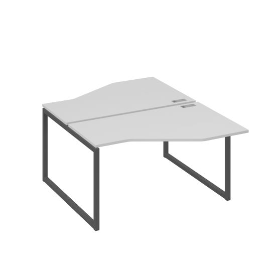 Рабочая станция со столами (2х140) Техно на каркасе QUATTRO серый / металлокаркас антрацит