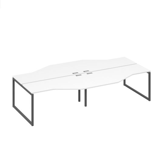 Рабочая станция со столами (4х160) Техно опоры QUATTRO белый премиум / металлокаркас антрацит