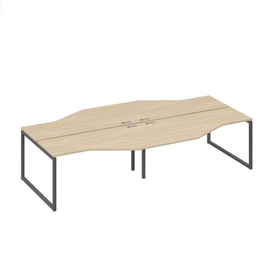 Рабочая станция со столами (4х160) Техно опоры QUATTRO дуб скандинавский / металлокаркас антрацит