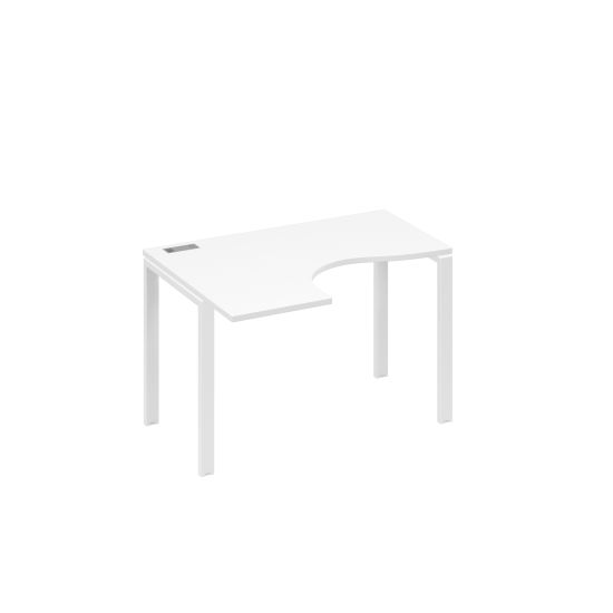 Стол левый эргономичный Классика на металлокаркасе UNO белый премиум / металлокаркас белый