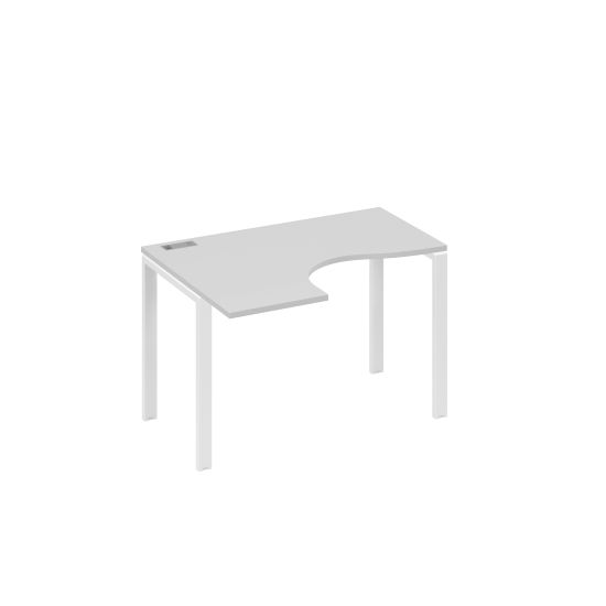 Стол левый эргономичный Классика на металлокаркасе UNO серый / металлокаркас белый