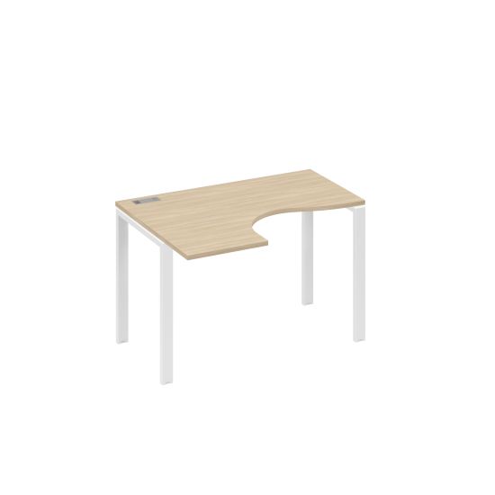 Стол левый эргономичный Классика на металлокаркасе UNO дуб скандинавский / металлокаркас белый