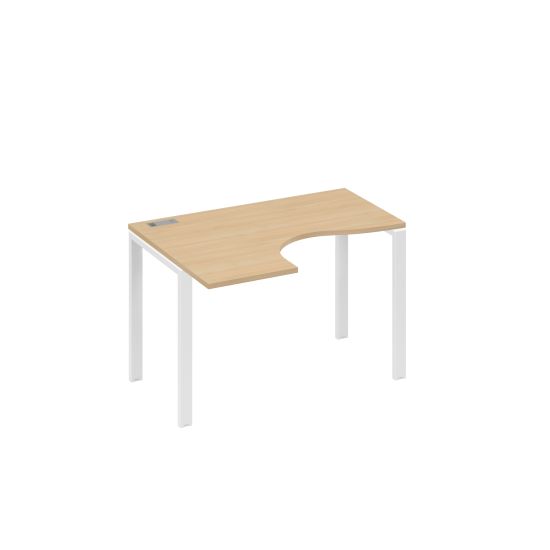 Стол левый эргономичный Классика на металлокаркасе UNO натуральный дуб / металлокаркас белый