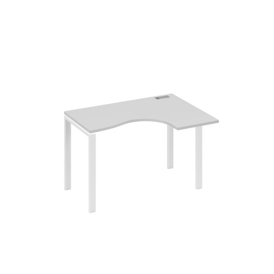 Стол правый Классика на металлокаркасе UNO эргономичный серый / металлокаркас белый