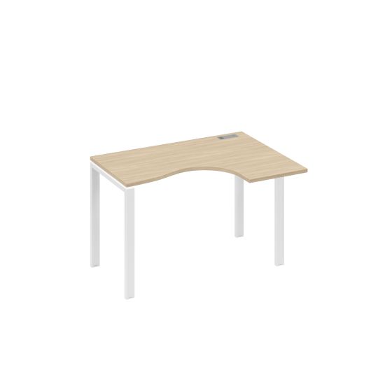 Стол правый Классика на металлокаркасе UNO эргономичный дуб скандинавский / металлокаркас белый