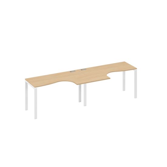 Рабочая станция UNO (2х140) со столами Классика натуральный дуб / металлокаркас белый