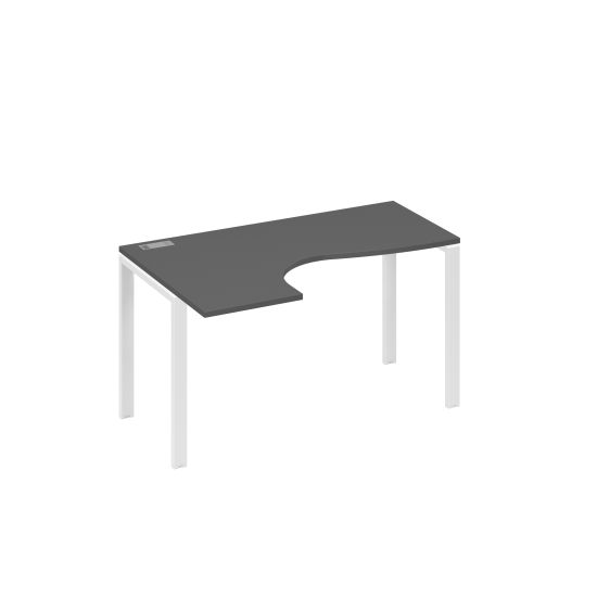 Стол левый на металлокаркасе UNO эргономичный Классика антрацит премиум / металлокаркас белый