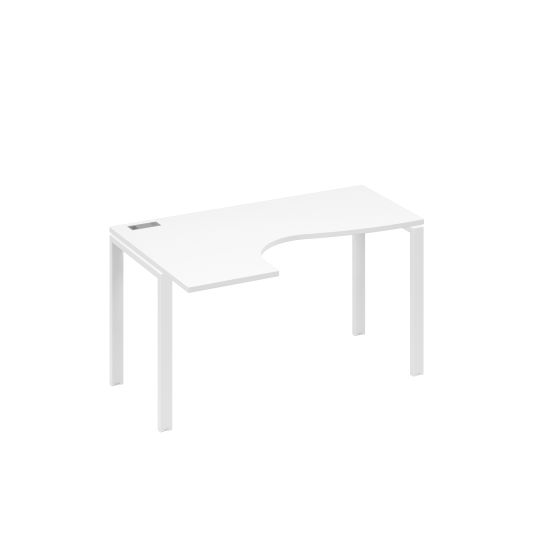 Стол левый на металлокаркасе UNO эргономичный Классика белый премиум / металлокаркас белый