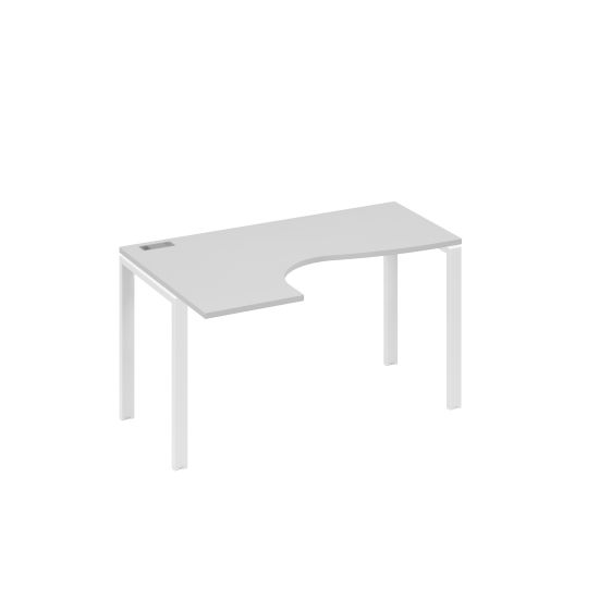 Стол левый на металлокаркасе UNO эргономичный Классика серый / металлокаркас белый