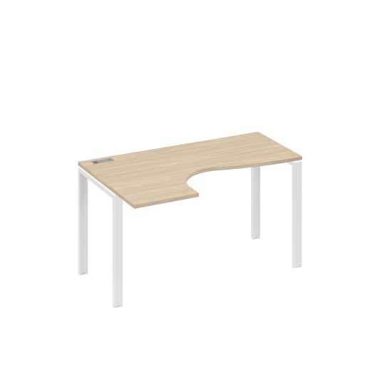Стол левый на металлокаркасе UNO эргономичный Классика дуб скандинавский / металлокаркас белый