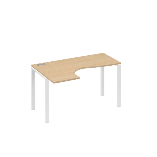 Стол левый на металлокаркасе UNO эргономичный Классика натуральный дуб / металлокаркас белый