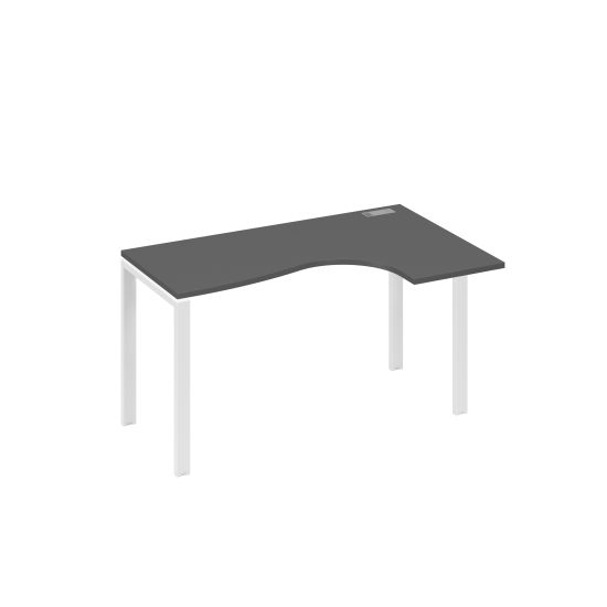 Стол правый Классика эргономичный на металлокаркасе UNO антрацит премиум / металлокаркас белый