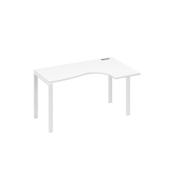Стол правый Классика эргономичный на металлокаркасе UNO белый премиум / металлокаркас белый