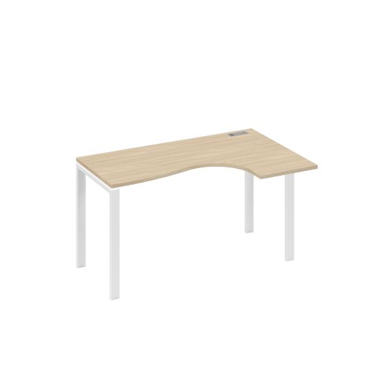Стол правый Классика эргономичный на металлокаркасе UNO дуб скандинавский / металлокаркас белый