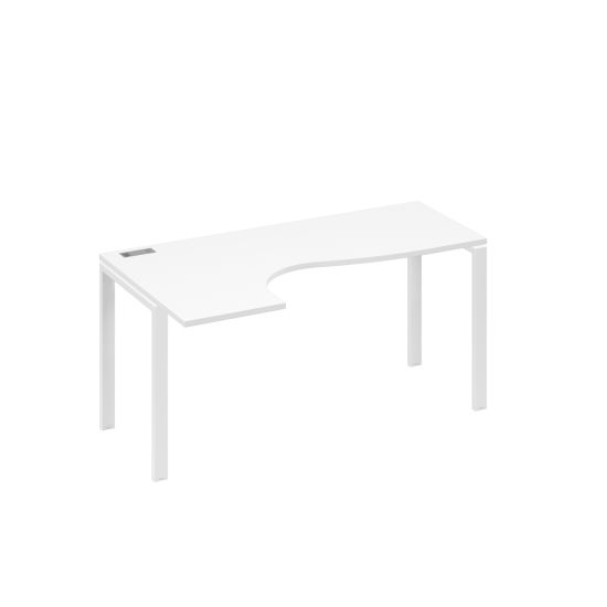 Стол эргономичный Классика на металлокаркасе UNO левый белый премиум / металлокаркас белый