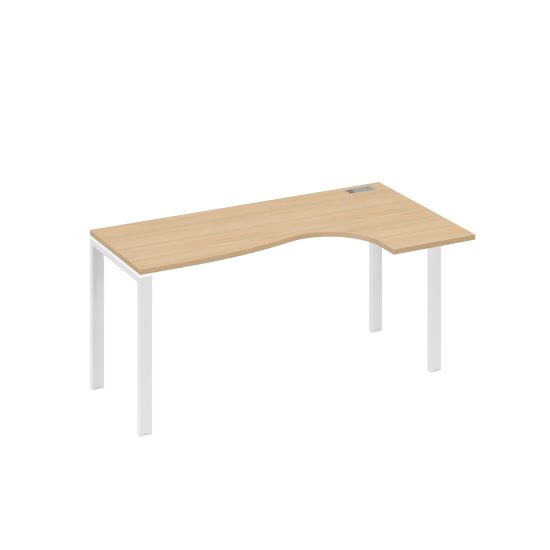 Стол эргономичный Классика правый на металлокаркасе UNO натуральный дуб / металлокаркас белый