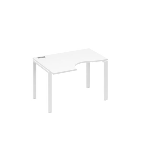 Стол левый Классика эргономичный на металлокаркасе UNO белый премиум / металлокаркас белый
