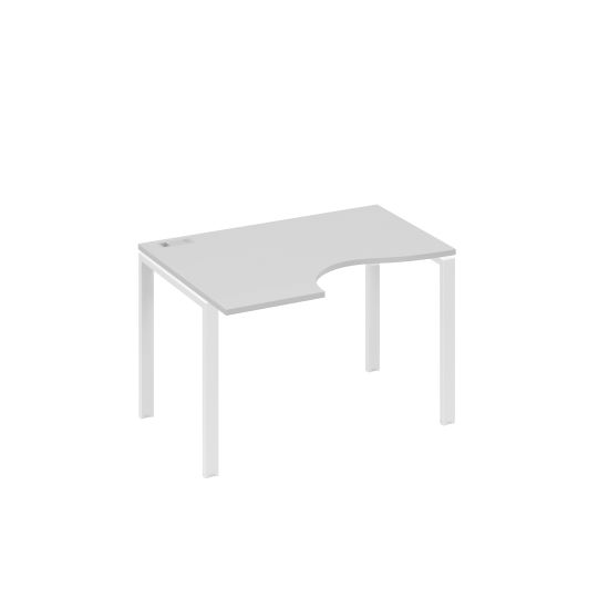 Стол левый Классика эргономичный на металлокаркасе UNO серый / металлокаркас белый