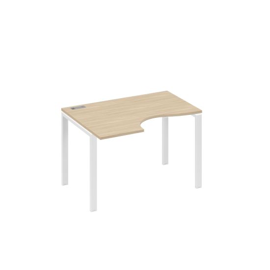 Стол левый Классика эргономичный на металлокаркасе UNO дуб скандинавский / металлокаркас белый