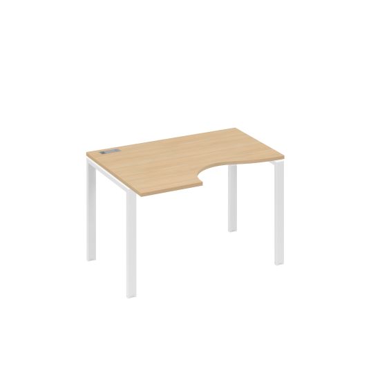 Стол левый Классика эргономичный на металлокаркасе UNO натуральный дуб / металлокаркас белый