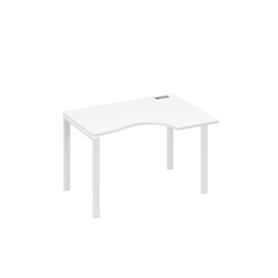 Стол эргономичный правый Классика на металлокаркасе UNO белый премиум / металлокаркас белый